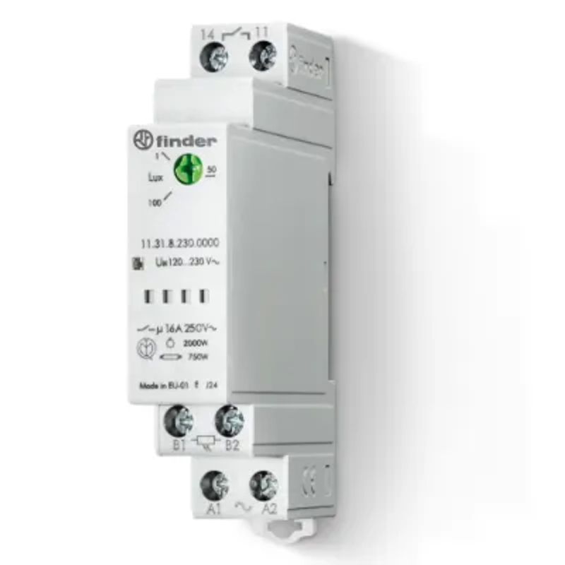 FINDER 113182300000POA - Relè Crepuscolare DIN 1NO 16A 100 Lux Variante POA