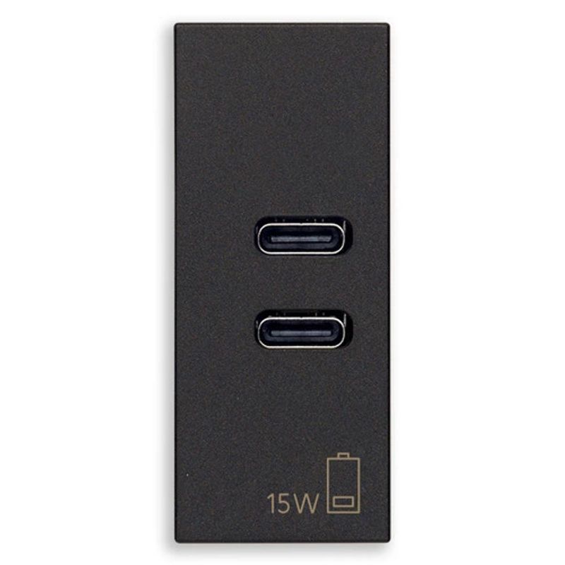 VIMAR 30292.CCG - Alimentatore USB C+C 15W 3A 5V nero