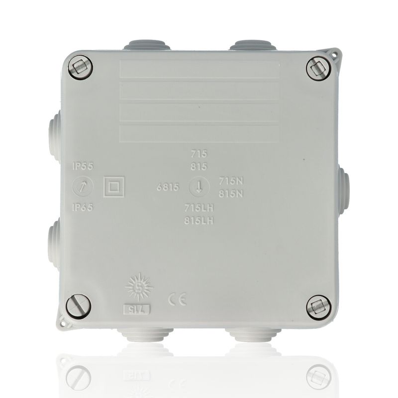 SOLERA 715 - Scatola di derivazione con coperchio a vite - IP55 - dim. int. 100 x 100 x 55 - pareti con passacavi - Grigio (alternativa Gewiss GW44004)