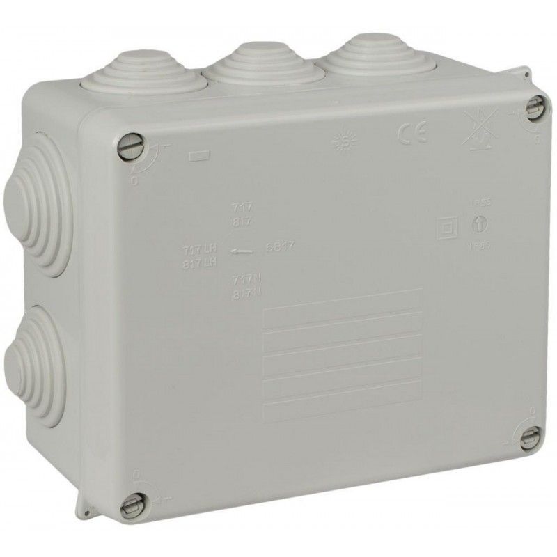 SOLERA 717 - Scatola di derivazione con coperchio a vite - IP55 - dim. int. 160 x 135 x 70 - pareti con passacavi - Grigio (alternativa Gewiss GW44007)