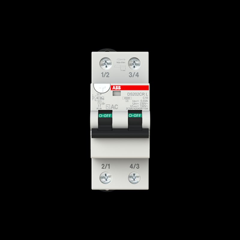 ABB DS202CRLC10AC30 - Magnetotermico Differenziale 2P - 4500A - C10 - 0,03 - tipo AC