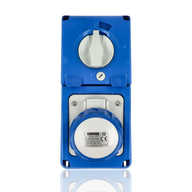 GEWISS GW66326N - Presa Interbloccata Verticale 2P+T 16A 250V 6H IP67 Fusibili