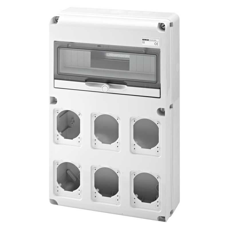 GEWISS GW68008N - Q-Din 14 Moduli, 6 Flange IEC 309 16/32A IP44/67 - IP65