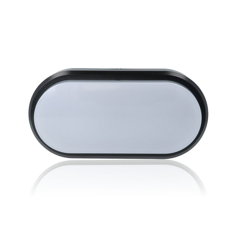 Plafoniera LED ovale, 12W, 220Vac, Luce Naturale, Nera
