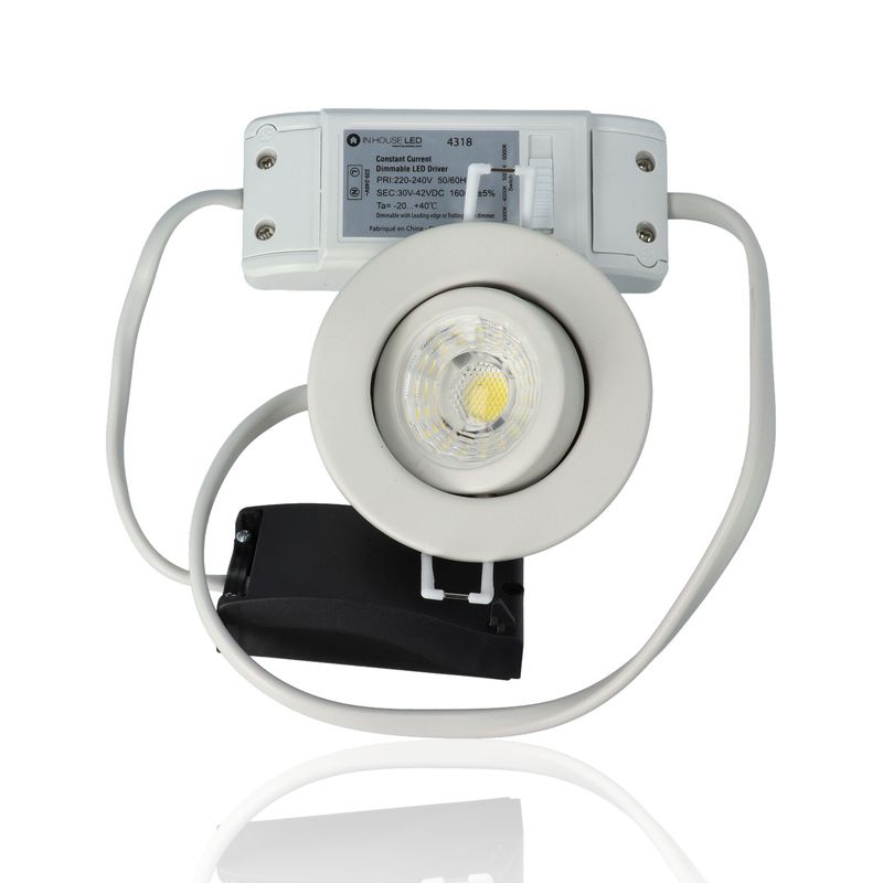 Faretto LED rotondo da incasso diam.86mm, orientabile 7W, 220Vac, con regolazione temperatura luce (Calda - Naturale - Fredda) - Dimmerabile - Bianco