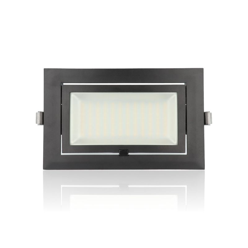 Faretto LED rettangolare da incasso mis.246x156mm, orientabile, 40W, 220Vac, con regolazione temperatura luce (Calda - Naturale - Fredda) - Nero