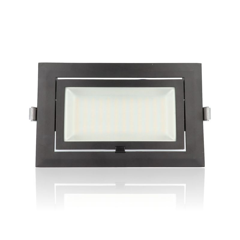 Faretto LED rettangolare da incasso mis.246x156mm, orientabile, 60W, 220Vac, con regolazione temperatura luce (Calda - Naturale - Fredda) - Nero
