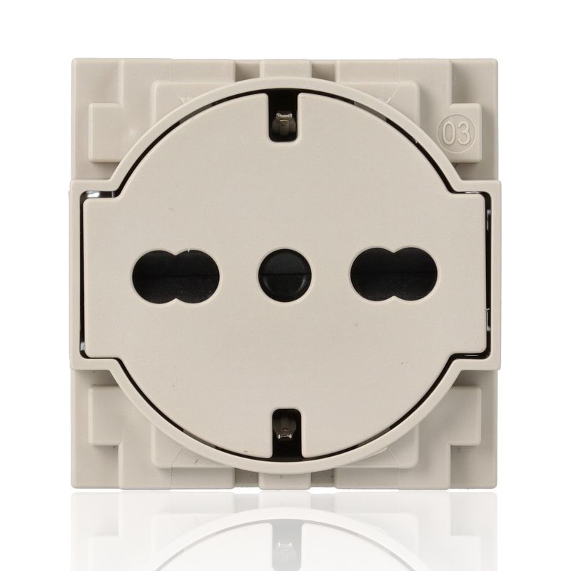 BTICINO KM4140A16F - Presa "Flat" Standard Tedesco E Bipasso 10/16A 250 V Ac - Sabbia - Now