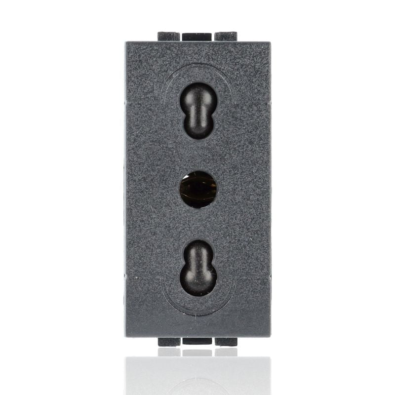 BTICINO L4180 - Presa 2P+T 10/16A 250 Vac - Bipasso Interasse 19Mm E 26Mm - Alveoli Schermati - Antracite - LivingLight