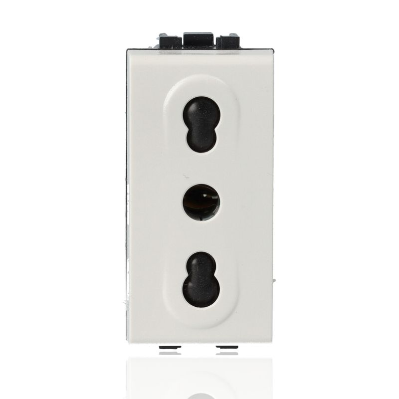 BTICINO N4180 - Presa 2P+T 10/16A 250 Vac - Bipasso Interasse 19Mm E 26Mm - Alveoli Schermati - Bianco - LivingLight