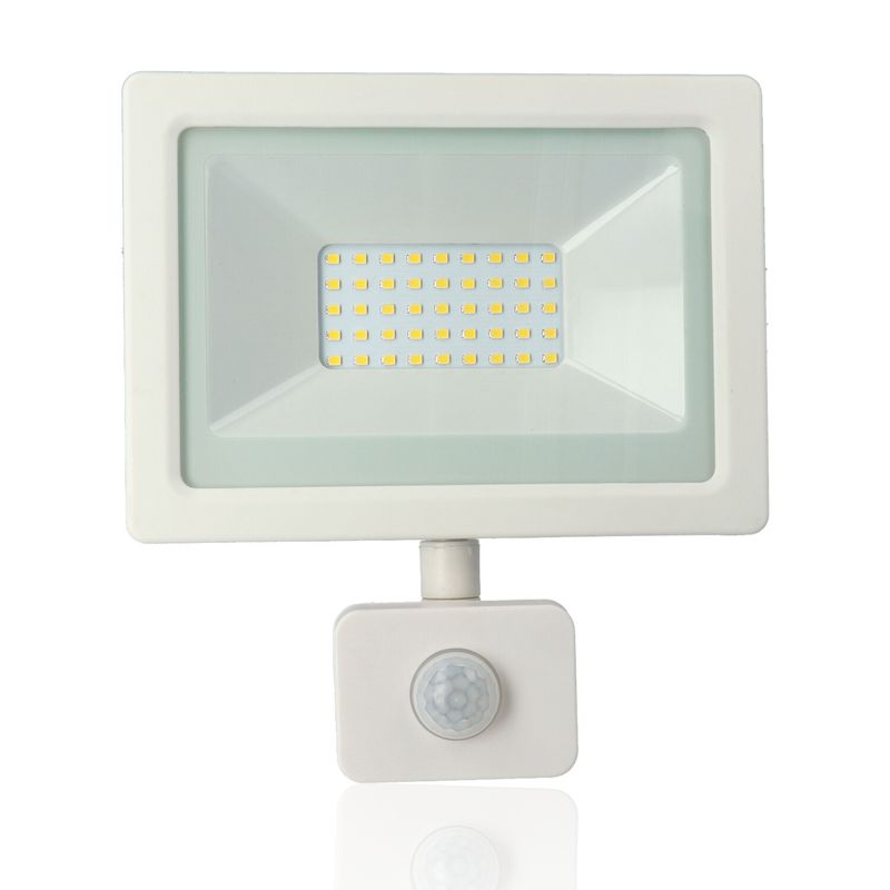 Proiettore LED con rilevatore di presenza, 30W, 220Vac, Luce Naturale, Bianco