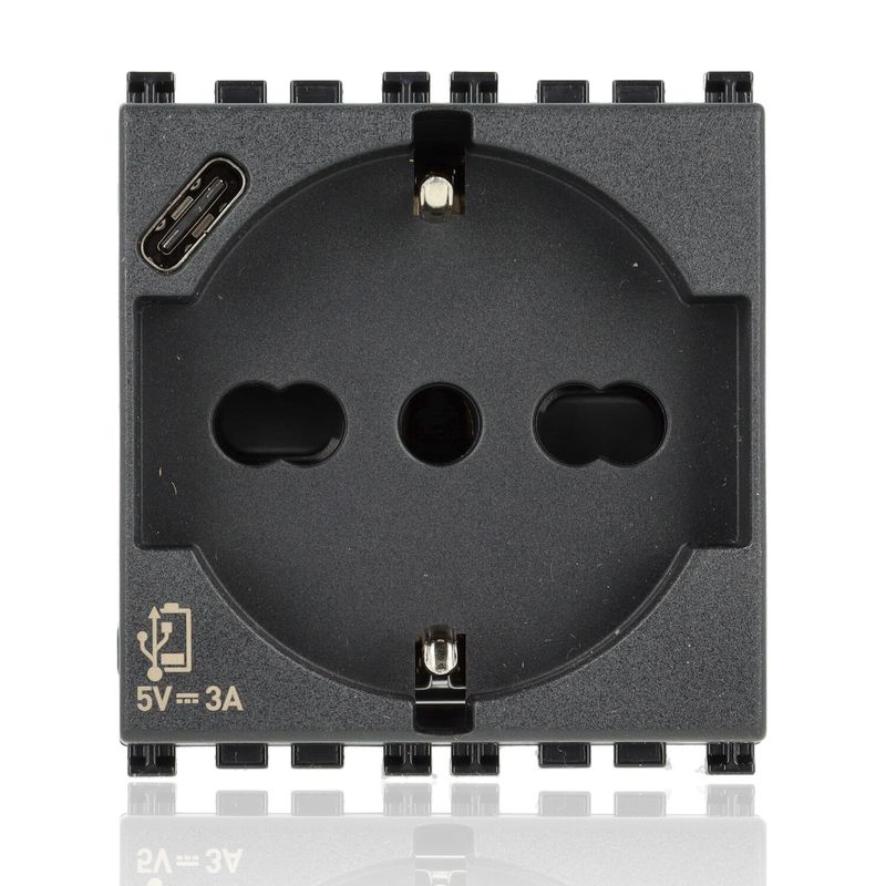 VIMAR 19210.USB - Presa SICURY 2P+T 16 A 250 V Nera - Arke