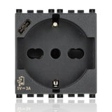 VIMAR 19210.USB - Presa SICURY 2P+T 16 A 250 V Nera - Arke