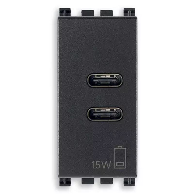 VIMAR 19292.CC - Alimentatore USB C+C 15W 3A 5V 1M grigio