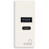 VIMAR 30292.AC15B - ALIMENTATORE USB A+C 15W 5V 1M BIANCO