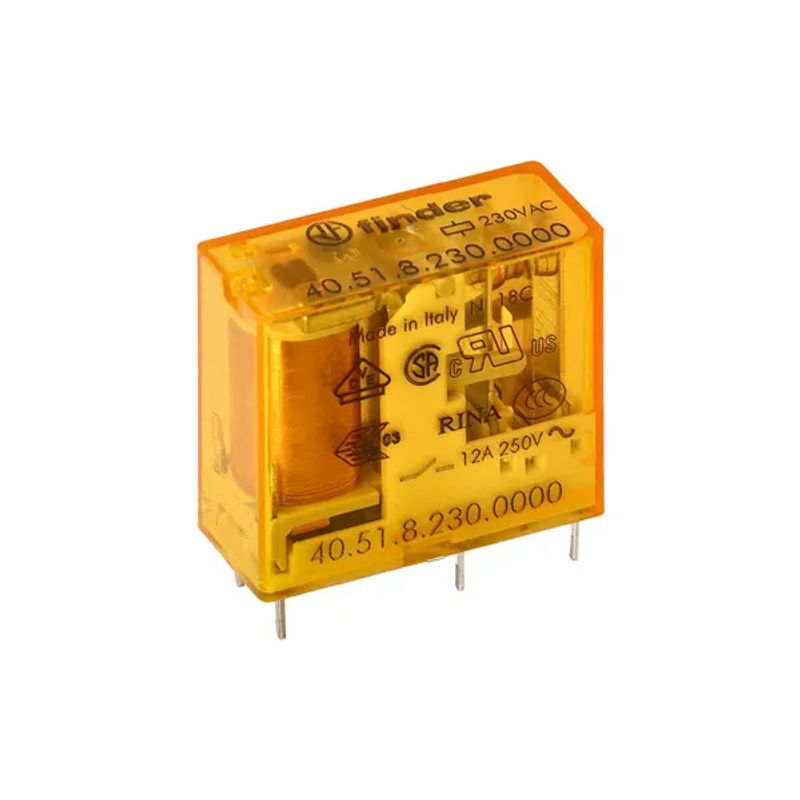 FINDER 405182300000 - Mini Rele Finder Serie 40 PCB 12A 230V AC 1 Contatto SPDT
