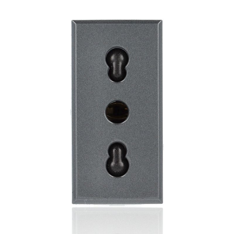 BTICINO HS4180 - Presa 2P+T 10/16A 250 Vac - Bipasso Interasse 19Mm E 26Mm - Alveoli Schermati - Antracite - Axolute