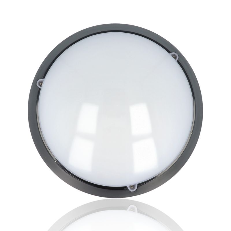 Plafoniera LED tonda da esterno diam.295mm, 16W, 220Vac, Luce Naturale, Nera
