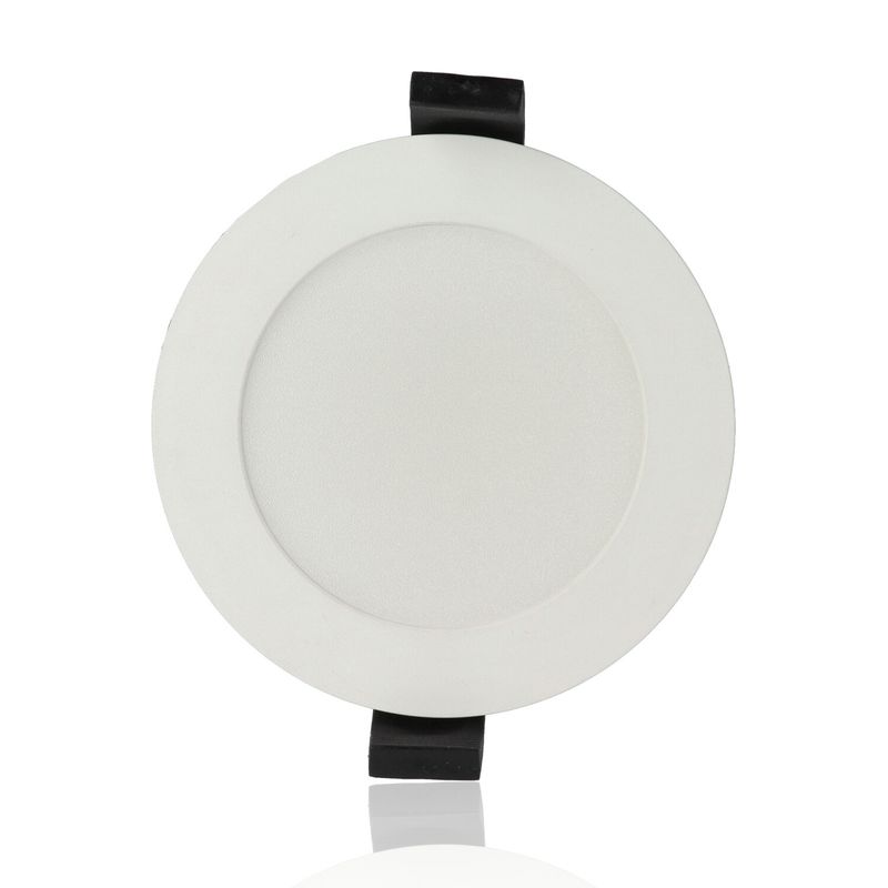 Faretto LED rotondo da incasso diam.96mm, 7W, 220Vac, con regolazione temperatura luce (Calda - Naturale - Fredda) - Dimmerabile - Bianco + cover acciaio spazzolato
