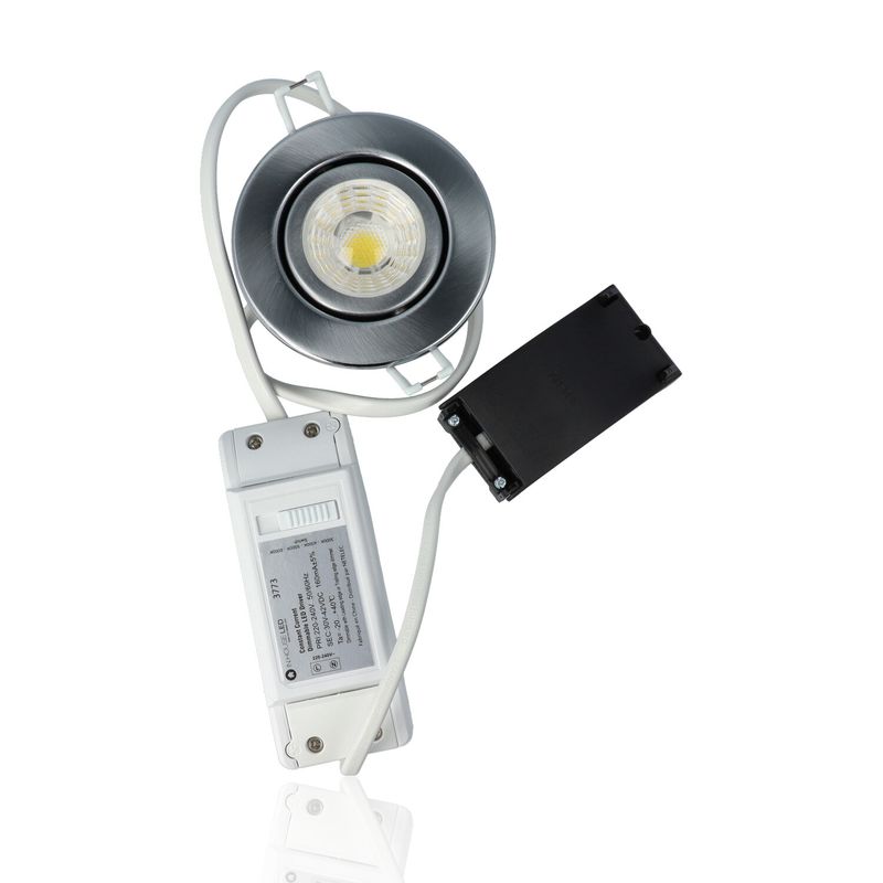 Faretto LED rotondo da incasso diam.86mm, orientabile, 7W, 220Vac, con regolazione temperatura luce (Calda - Naturale - Fredda) - Dimmerabile - Alluminio