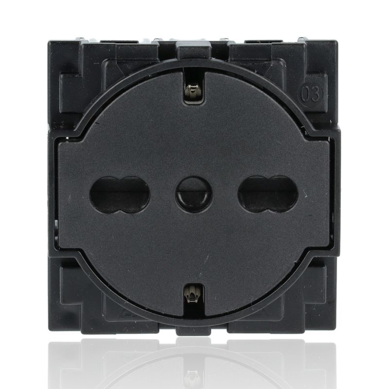 BTICINO KG4140A16F - Presa "Flat" Standard Tedesco E Bipasso 10/16A 250 V Ac  - Nero - Now