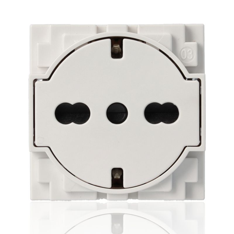 BTICINO KW4140A16F - Presa "Flat" Standard Tedesco E Bipasso 10/16A 250 V Ac  - Bianco - Now