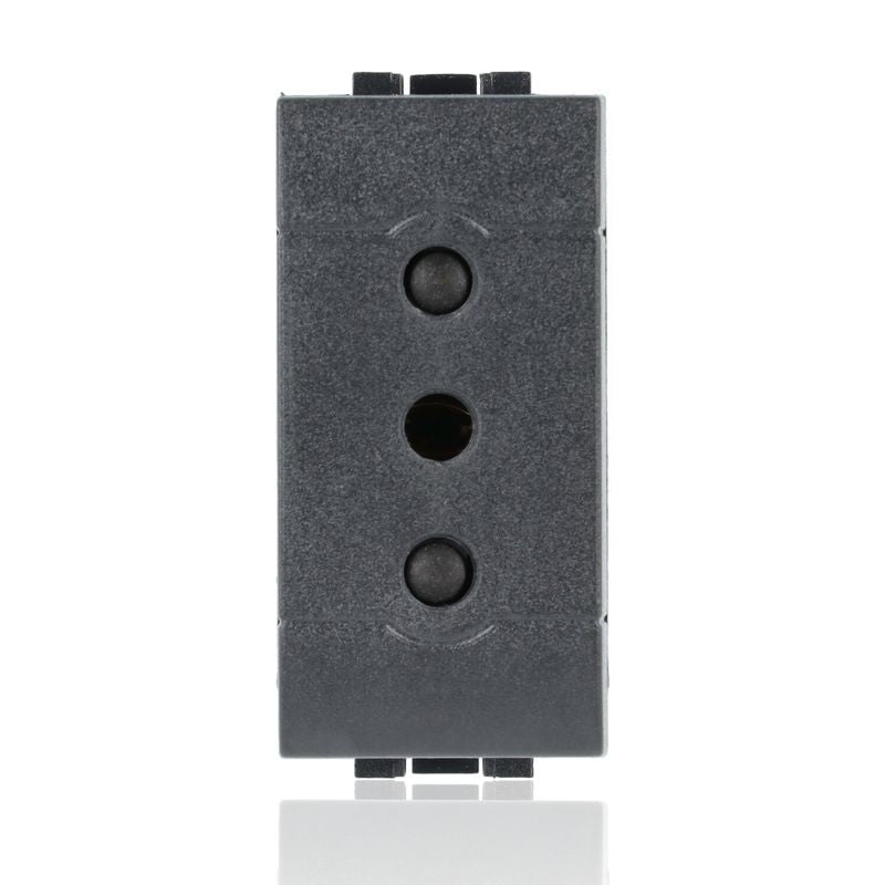 BTICINO L4113 - Presa 2P+T 10A 250 Vac - Interasse 19Mm - Alveoli Schermati - Antracite - LivingLight