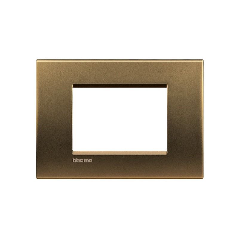 BTICINO LNA4803BZ - Placca Metals quadra in metallo 3 posti bronzo