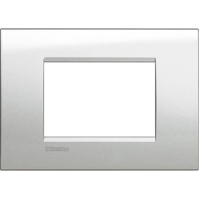 BTICINO LNA4803GL - Placca quadra 3 moduli - argento lunare - materiale metallo