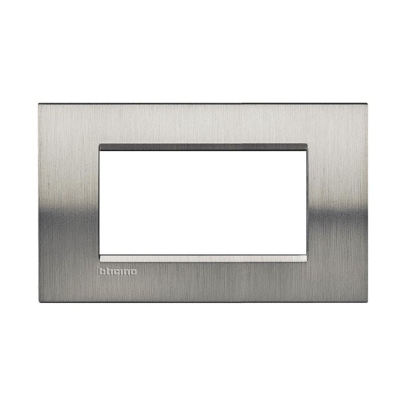 BTICINO LNA4804ACS - Placca quadra Livinglight 4 moduli acciaio spazzolato