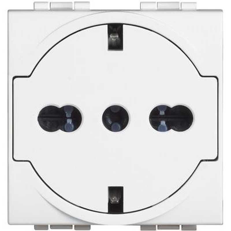 BTICINO N4140/16F - Presa FLAT Standard Tedesco E Bipasso 10/16A 250 V Ac - Bianco - LivingLight